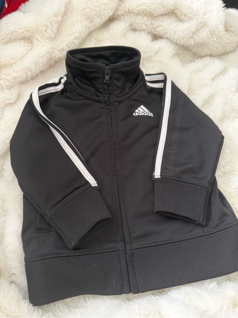 adidas Black Kids Track Jacket with White Stripes